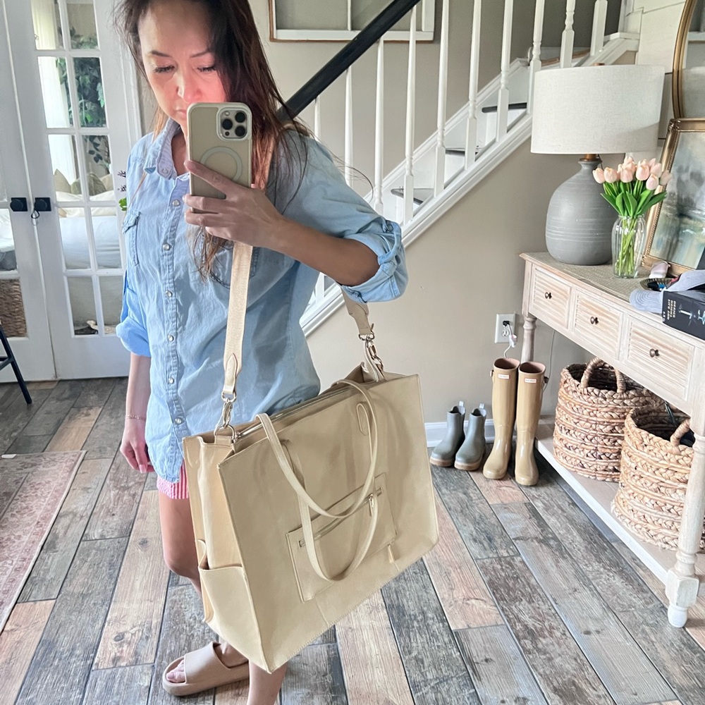 BEIS Cream Tote Bag Spacious Everyday Essential